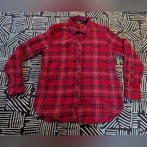 Eddie Bauer Red Plaid Button-Down Flannel Women's Size Medium